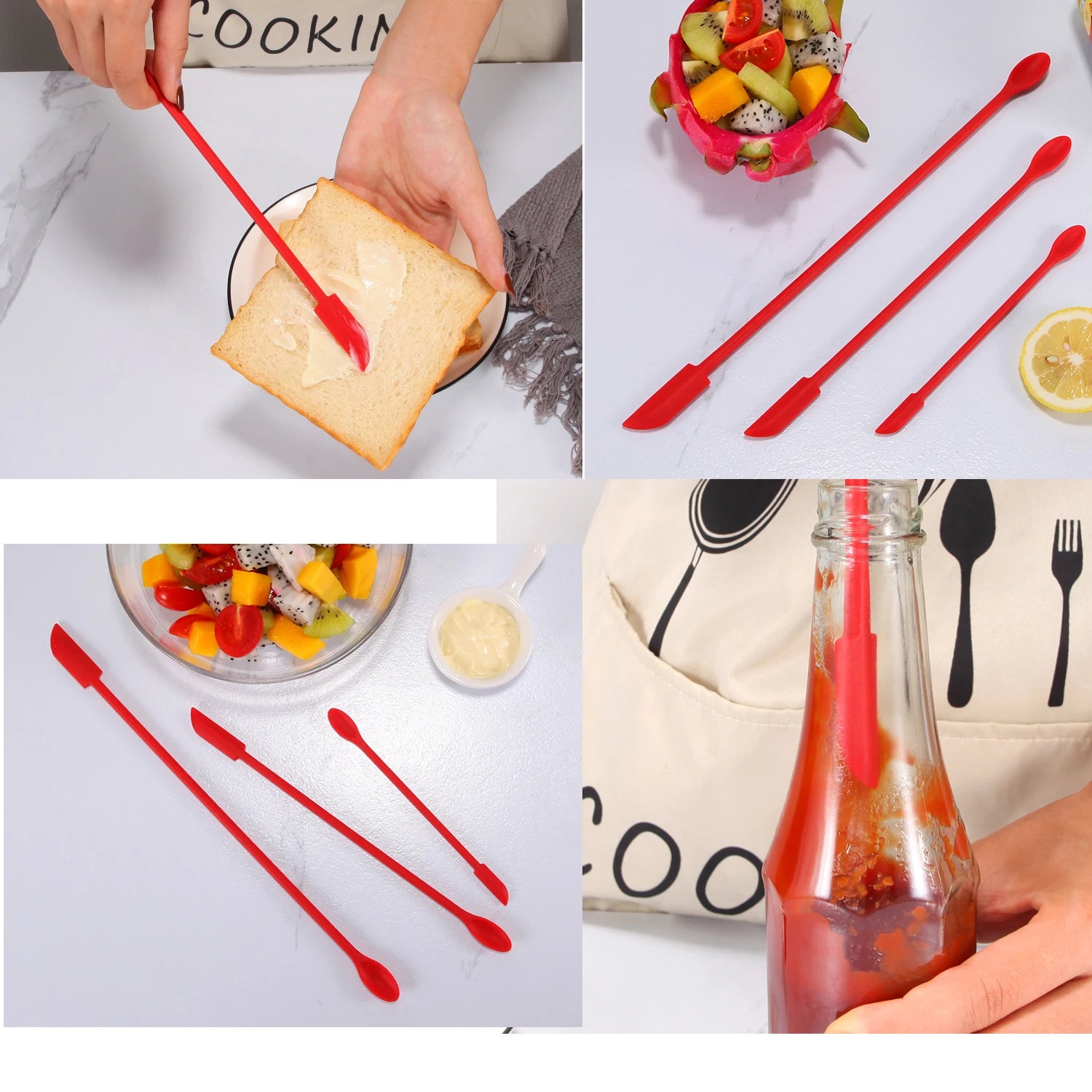 1Pc Silicone Double-End Cosmetic Spoons Odorless Mini Jar Scraper Set for Candle Making, Makeup & Beauty Product Residue Removal