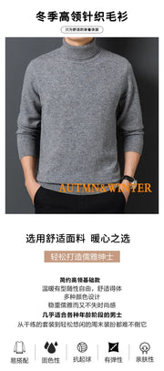 Sweatwear Men's Sweater Warm Long Sleeve Pullover Coats Solid Color Turtleneck Men Clothing