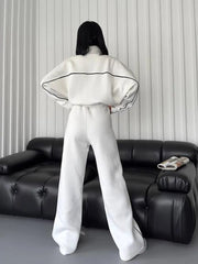 womens clothing 2 pieces set Casual Sports Suits Long Sleeved Half High Collar Cardigan Sweater Trouser Tracksuit Women Clothing