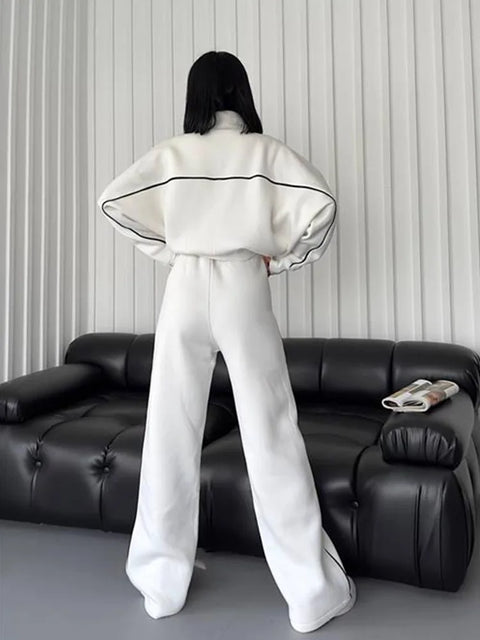 womens clothing 2 pieces set Casual Sports Suits Long Sleeved Half High Collar Cardigan Sweater Trouser Tracksuit Women Clothing
