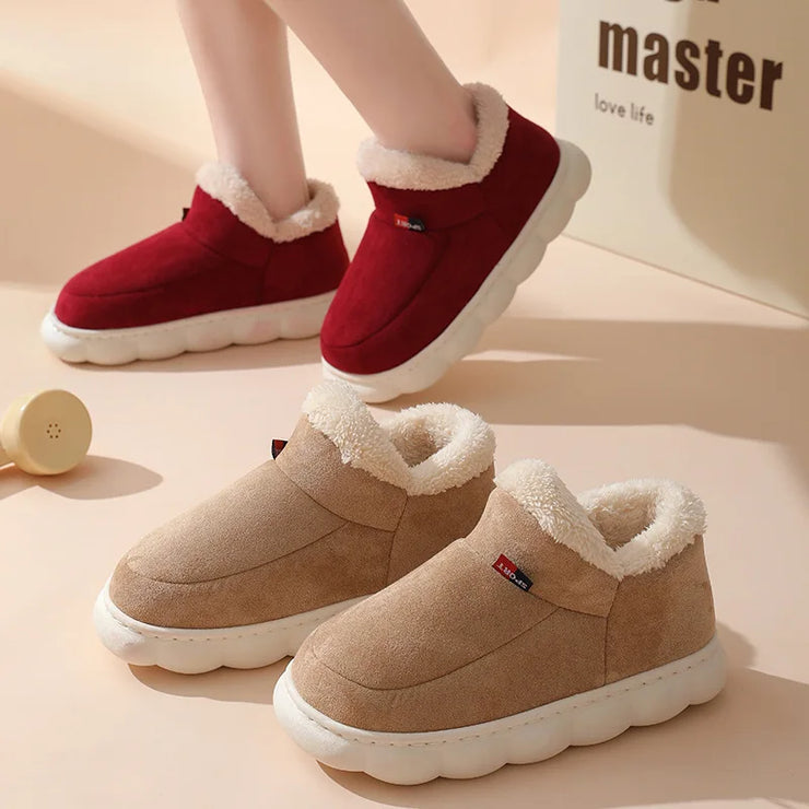 Smile PoP Winter Plush Men Cotton Shoes Warm Plush Men House Slippers Outdoor Soft Non Slip Women&