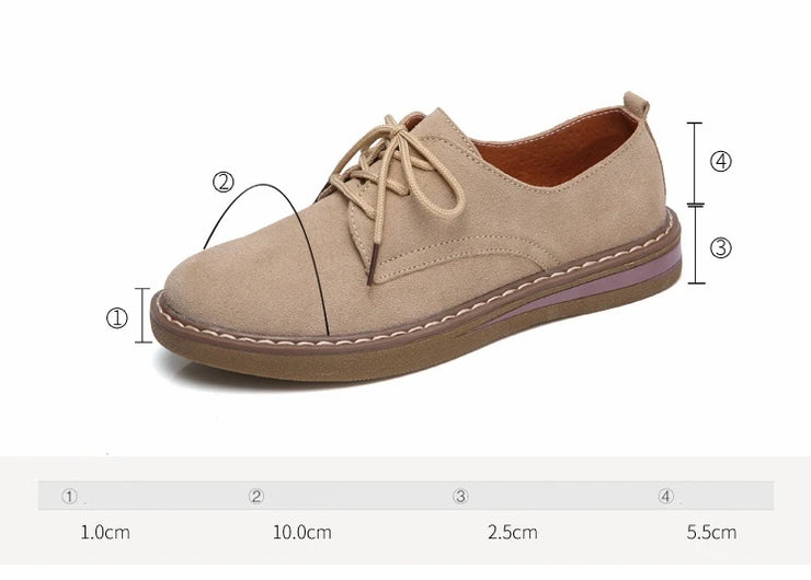 Fashion Woman Comfortable Daily Business Office Shoes Lace Up Genuine Leather Casual Women&