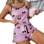 Summer Sleepwear Women Sleepwear Sleeveless Shorts Set 2 PieceS Lace Sleepwear Vest Sleeping Home Clothes New Valentine's Gift