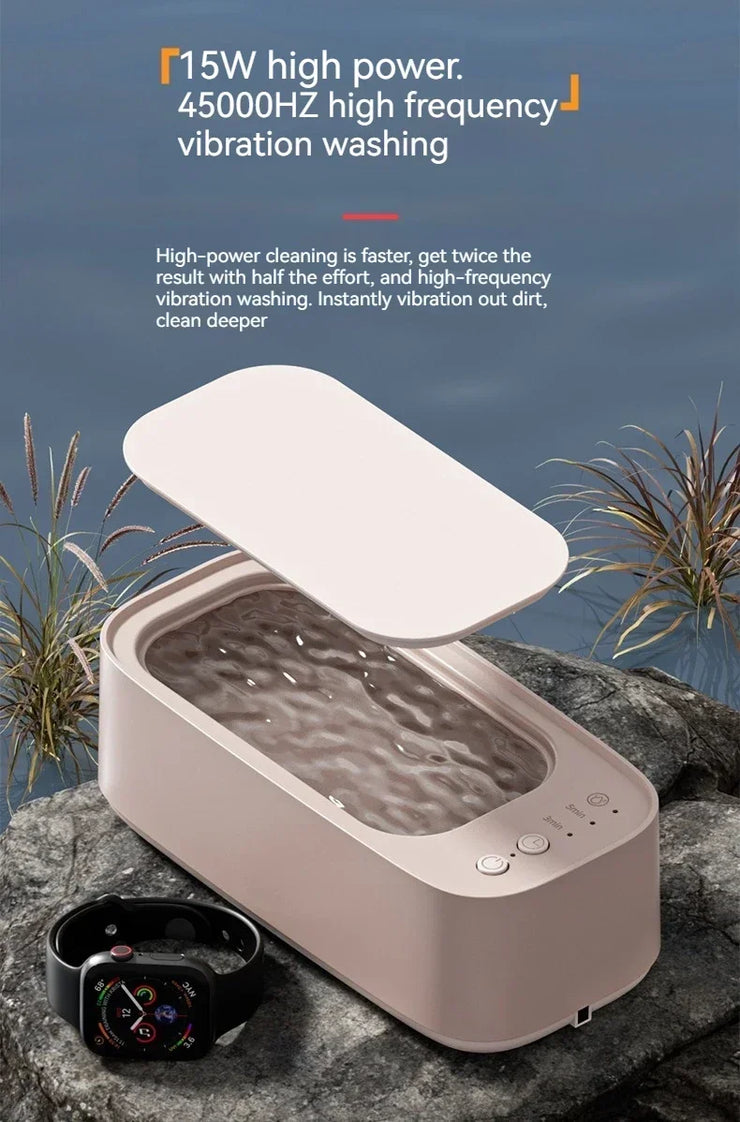 Electric Ultrasonic Glasses Cleaner, 3-Speed Vibrating Machine for Jewelry, Watches, and Contact Lenses