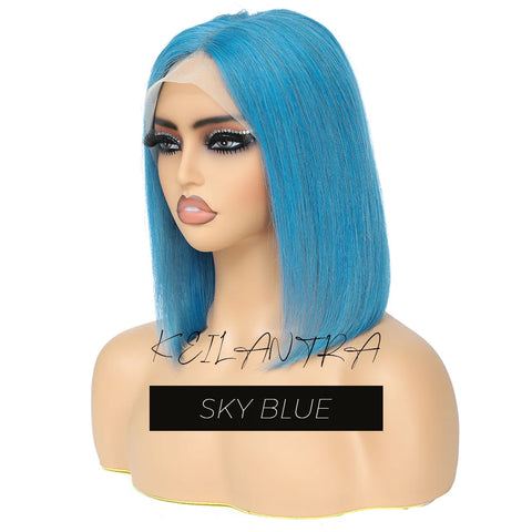 Rose Pink Short Colored Bob Human Hair Wigs Brazilian 13X4 Straight Lace Front Wigs Transparent Lace Pre Plucked Colored Wig