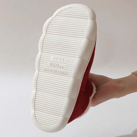 Smile PoP Winter Plush Men Cotton Shoes Warm Plush Men House Slippers Outdoor Soft Non Slip Women&