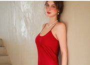 Sexy Sleepwear Women Solid Silk O-Neck Nightgown Soft Satin Lingerie Night Dress Sleeveless Sleepwear Female Clothes