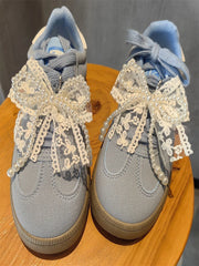 Fashion lace pearl bow shoelace buckle Sneakers decorative charm shoe flower buckle Men's and Women's Shoe Charm Accessories