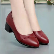 2024Women's High Heels Patent Leather Work Shoes Comfortable Women Heeled Shoes Pu Leather Loafers Square Heeled Talon Femme