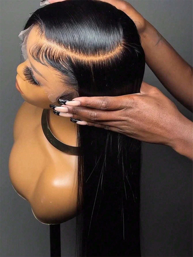 200% Hd Transparent Bone Straight 13x4 Lace Frontal Wigs Pre Plucked Brazilian Remy Hair 5x5 Glueless Wigs Human Hair For Women