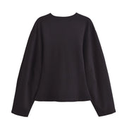 Women's Suit 2025 Spring New Women's Clothing Fashion Long Sleeve O-neck Pleated Top Double-Sided Fabric Office Top Casual Pants
