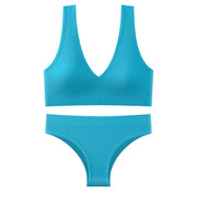 Sexy Women's Seamless Top Set, Low Waisted Underwear, Wireless Underwear, Backless Suit, Underwear, Underwear, Padded Bra Set ﻿