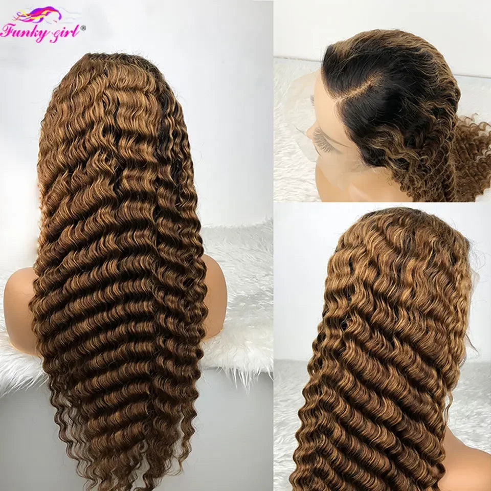 200%Density Human Hair Wig Highlight Loose Deep Wigs 13x6 Lace Front 100% Brazilian Remy Hair Preplucked Hairline With Baby Hair