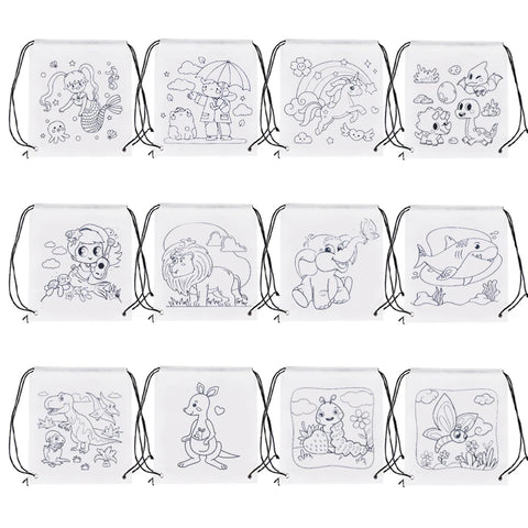 Coloring Drawstring Bags Cartoon Coloring Bags Party Drawstring Bags Birthday Party Favor DIY Party Gift Bags Backpacks