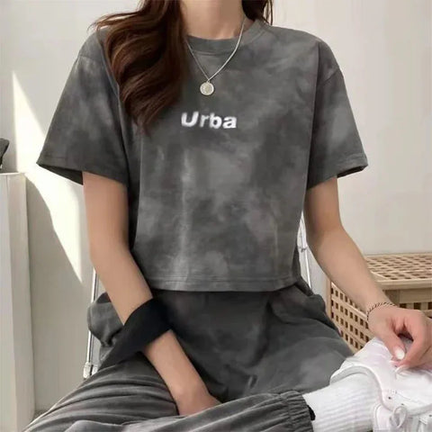 Women Clothing Sets Short Sleeve T-shirt+Pant 2Pcs 2024 Summer Camouflage Tie-Dyed Loose Tees Tops Sports Casual Suit New