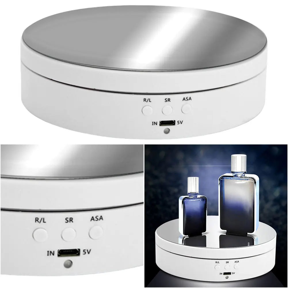 360 Degree Electric Rotating Turntable Three Adjustable Speed Motorized Display Stand for Photography Jewelry Watches