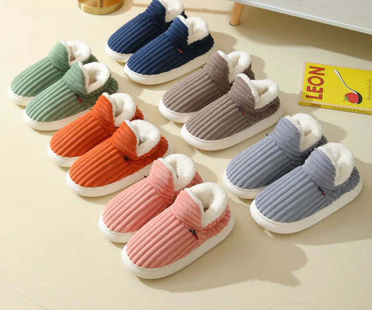 Smile PoP Winter Plush Men Cotton Shoes Warm Plush Men House Slippers Outdoor Soft Non Slip Women&