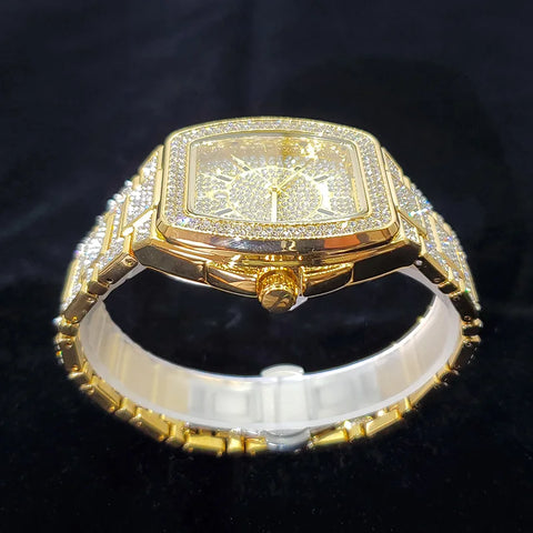 New Luxury Diamond Watch for Men Fashion Shiny Party Jewelry Watches Hip Hop Iced Out Bling Golden Relogio Masculino Dropshiping