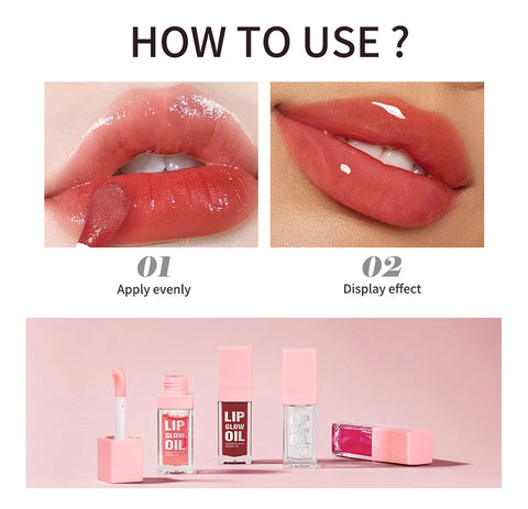W1 Piece 8.3ml Moisturizing and Volumizing Lip Gloss Oil, Hydrating Lip Glow Oil, Lip Care Beauty Product, Tinted Lip Oil