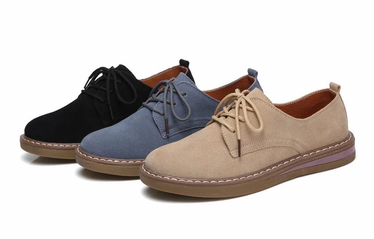 Fashion Woman Comfortable Daily Business Office Shoes Lace Up Genuine Leather Casual Women&