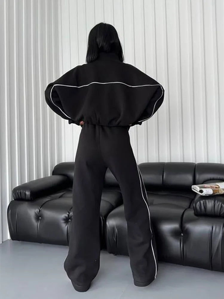 womens clothing 2 pieces set Casual Sports Suits Long Sleeved Half High Collar Cardigan Sweater Trouser Tracksuit Women Clothing