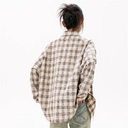 Women's Elegant Blouse Cotton Plaid Shirts Jackets Middle-aged Fashion Women's Clothing 2024 Sales Couples Shirts and Blouses