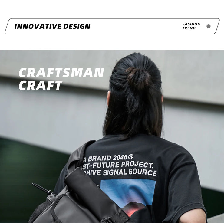 Fashion Casual Men Roll Top Shoulder Messenger Bag Large Size Outdoor Cycling Crossbody Side Bags Male Urban Trend Daypack