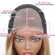 Straight Highlight Glueless Wigs Human Hair Ready To Wear 6X4 Lace Frontal Honey Blonde Short Bob Brazilian Human Hair Wig