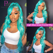 13x6 Cyan Blue Lace Front Wig Body Wave Light Green Lace Front Wig Human Hair Pre Plucked Blonde 613 Lace Frontal Wigs For Women