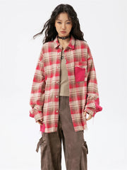Women's Elegant Blouse Cotton Plaid Shirts Jackets Middle-aged Fashion Women's Clothing 2024 Sales Couples Shirts and Blouses