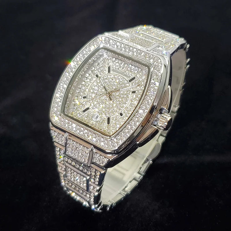 New Luxury Diamond Watch for Men Fashion Shiny Party Jewelry Watches Hip Hop Iced Out Bling Golden Relogio Masculino Dropshiping