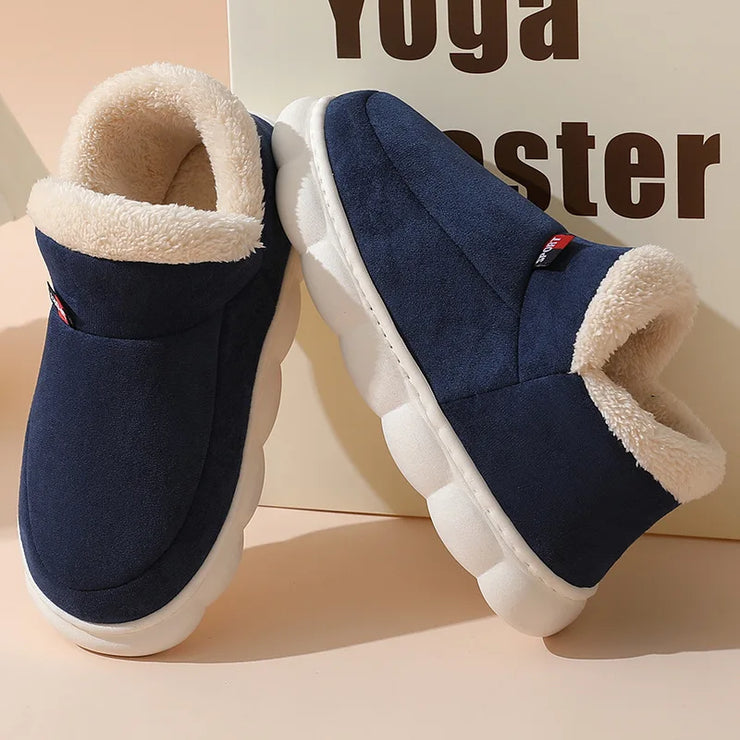 Smile PoP Winter Plush Men Cotton Shoes Warm Plush Men House Slippers Outdoor Soft Non Slip Women&