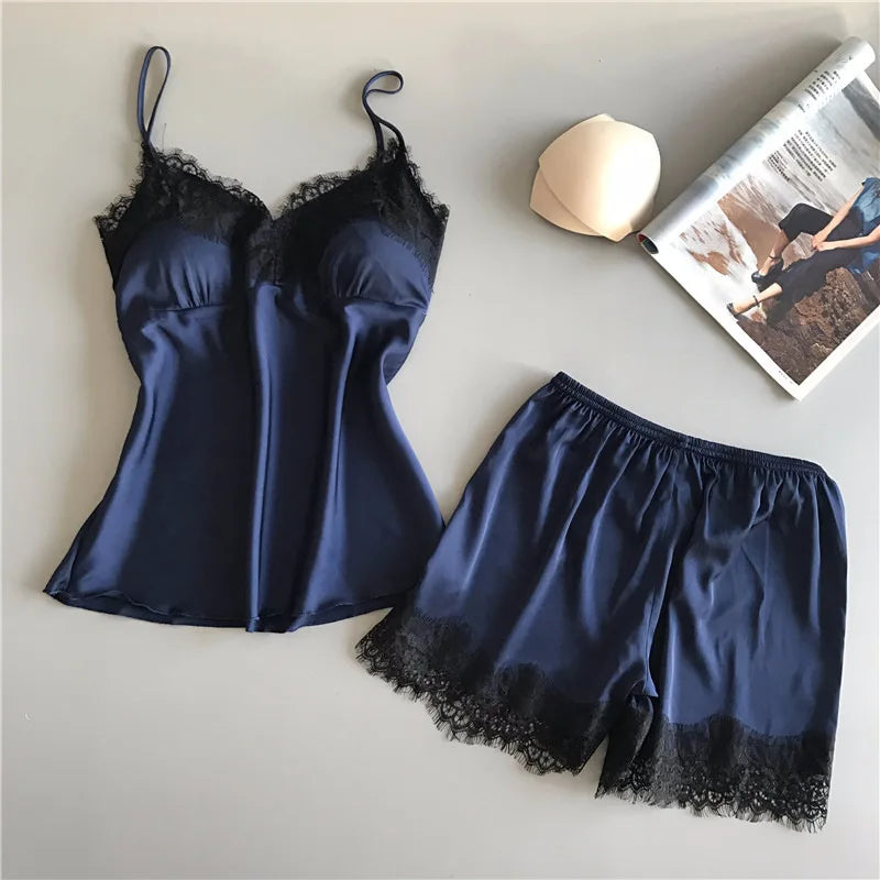 1 set of women's sleepwear set, fashionable V-neck lace sexy sleepwear, sleepwear pants set, new comfortable sleepwear