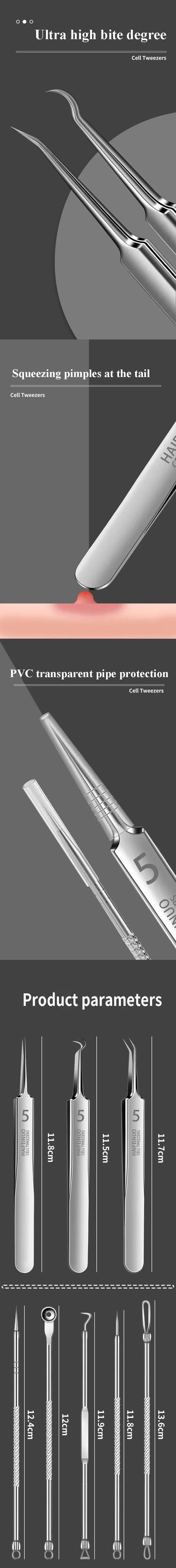 3-8Pcs Blackhead Clip Pimples Tweezer Blackhead Remover Stainless Steel Cell Clip Beauty Product Acne Needle Skin Cleanning Tool