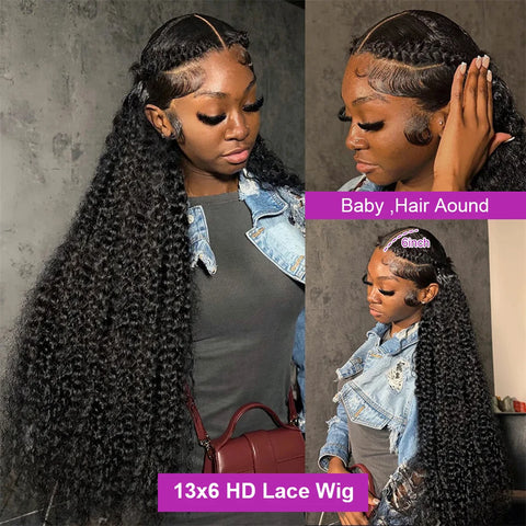 High Density 250% 40 50 Inch Deep Wave 13x6 HD Lace Front Human Hair Wig Loose Water Wave Curly 13x4 Lace Frontal Wig Human Hair