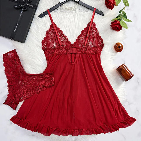 Erotic Underwear Sleepwear Sexy Lingerie Woman Transparent Porno Sexual Clothing Babydoll Underwear Crotchless Sleepwear Pajamas