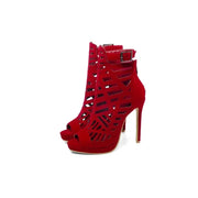 Women's Boots summer Fish mouth Open toe Hollow zipper Metal Decoration  High heel Women's shoe plus size 29-52 high11cm
