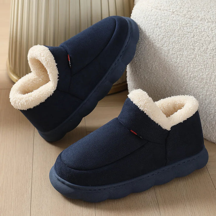 Smile PoP Winter Plush Men Cotton Shoes Warm Plush Men House Slippers Outdoor Soft Non Slip Women&