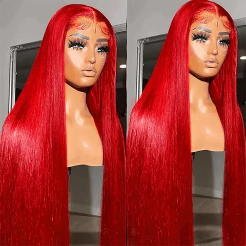 30 40 Inch Brazilian 99J Burgundy 13x6 HD Lace Front Wigs Human Hair Wig 200% Red Color Straight 13X4 Lace Frontal Wig For Women