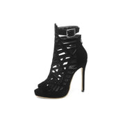 Women's Boots summer Fish mouth Open toe Hollow zipper Metal Decoration  High heel Women's shoe plus size 29-52 high11cm