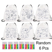 Coloring Drawstring Bags Cartoon Coloring Bags Party Drawstring Bags Birthday Party Favor DIY Party Gift Bags Backpacks