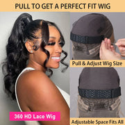 Hidden Strap Body Wave 360 HD Full Lace Front Wigs Human Hair Pre Plucked 12A Glueless Brazilian Virgin Wig With Drawstring