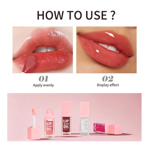 W1 Piece 8.3ml Moisturizing and Volumizing Lip Gloss Oil, Hydrating Lip Glow Oil, Lip Care Beauty Product, Tinted Lip Oil