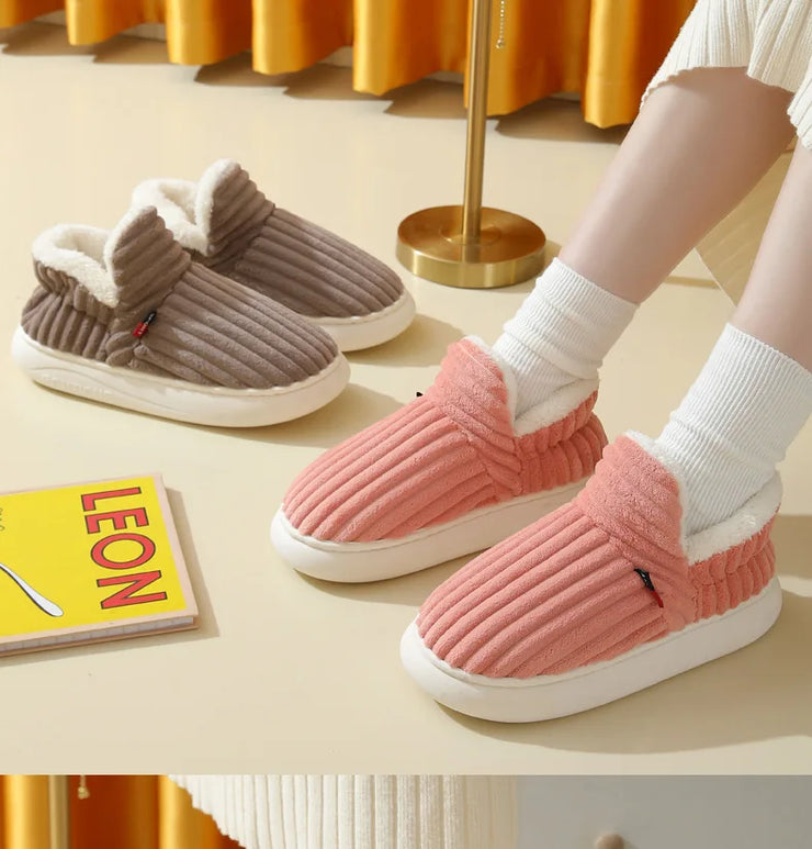 Smile PoP Winter Plush Men Cotton Shoes Warm Plush Men House Slippers Outdoor Soft Non Slip Women&
