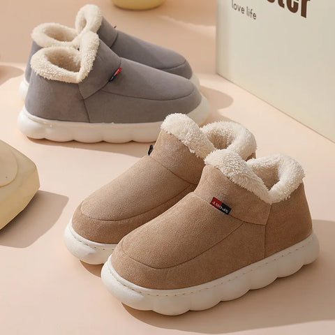 Smile PoP Winter Plush Men Cotton Shoes Warm Plush Men House Slippers Outdoor Soft Non Slip Women&
