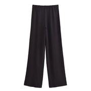 Women's Suit 2025 Spring New Women's Clothing Fashion Long Sleeve O-neck Pleated Top Double-Sided Fabric Office Top Casual Pants