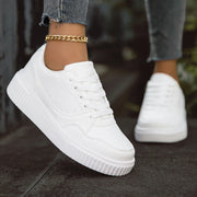 Women Shoes Lightweight Breathable Ladies White Flats Sneakers Party Casual Sports Running Fashion Office Lace-up Details Shoe