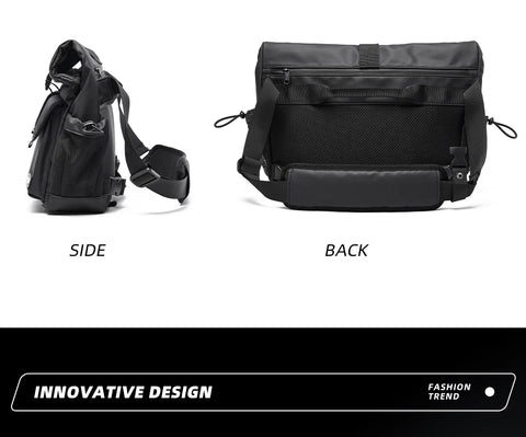 Fashion Casual Men Roll Top Shoulder Messenger Bag Large Size Outdoor Cycling Crossbody Side Bags Male Urban Trend Daypack