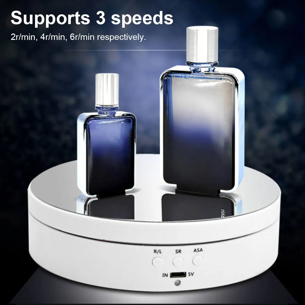 360 Degree Electric Rotating Turntable Three Adjustable Speed Motorized Display Stand for Photography Jewelry Watches