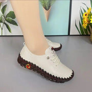 Women  Vintage Breathable Shoes Platform Loafers Lace Up Leather Hollow Slip-On New Fashion Casual Mom Shoe Zapatos Mujer 2024